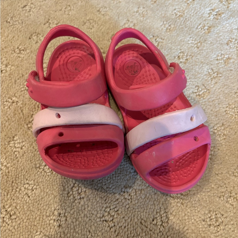 Pink croc sandals